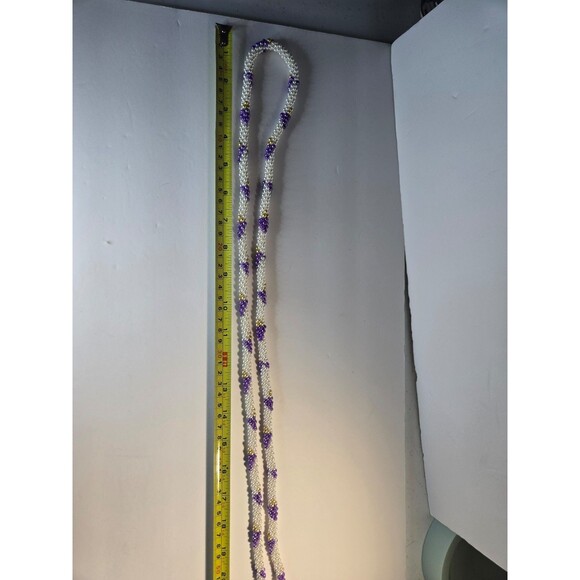 Vintage Faux Pearl Necklace with Purple Grapes Design - Picture 4 of 5